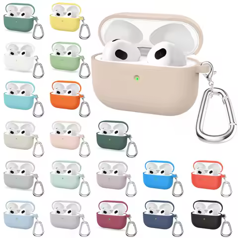 Soft Silicone Earphone Case Suitable for 2021 Apple Airpods 3 Solid Color Thickened Case Simple and 