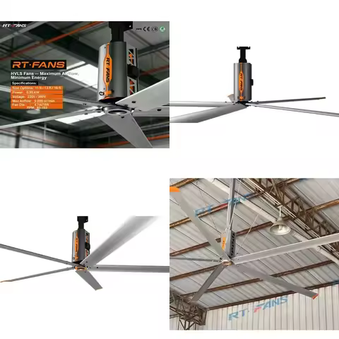 Energy Saving HVLS Ceiling Fan 14ft 16ft 11ft 220V/380V High Volume Industrial Ceiling Fan Factory W