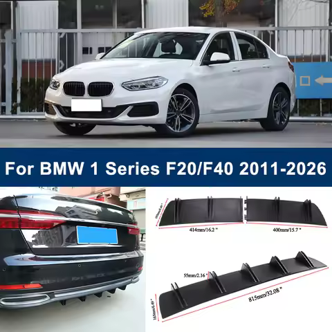 2-Segment Shark Fin Rear Diffuser For BMW 1 Series F20 F40 2011-2026 2012 Rear Bumper Lip Splitter C