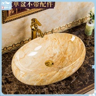 Ceramic hand wash basin marble grain wash basin countertop basin oval square household bathroom econ