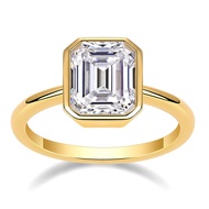 Super Flash Moissanite Ring Women Gift -2ct 6x8MM Emerald Cut Laboratory Diamonds Rings Gold Plated