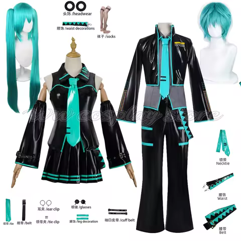 Anime Mikuo Male Version Cosplay Costume Dress Green Halloween Carnival Party JK Uniform Black Jacke