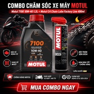 Combo Motul 7100 10W40 1.2L Oil and Motul C4 Chain Conditioning Spray 400ml for Motorcycles and Moto