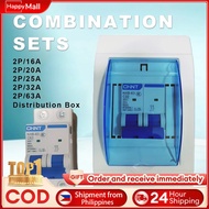 AC Circuit Breaker (2P 16A-63A) +2 Ways Electric Box Cover Distribution Box Combination Sets(PH)