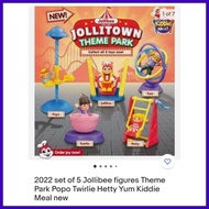 ❡ ◐ ♆ 2022 Jollibee Jollytown Theme Park complete set of 5 toys figure sealed Popo Twirlie Yum Hett