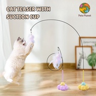 Cat Teaser Suction Stick| Cat Toy Teaser | Cats Teaser Feather Stick Toy with Suction Cup | Mainan K