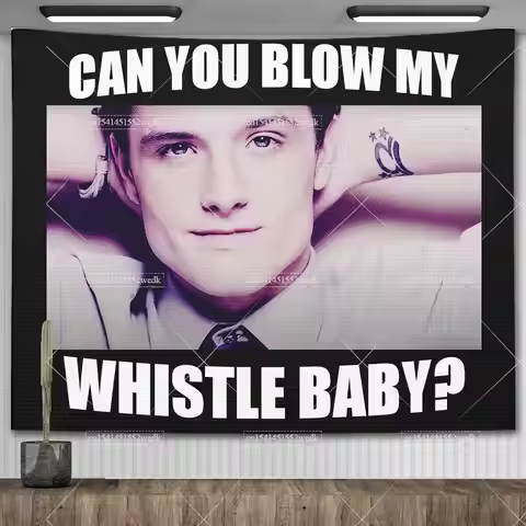 Josh Hutcherson Whistle Baby Tapestry Wall Hanging Meme Flag Astronauts Tapestries Asethetic Bedroom
