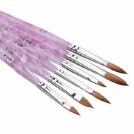 HOTSALE 6pcs/SET 2#/4#/6#/8#/10#12# Kolinsky Sable Brush Pen Acrylic Nail Art Builder Brush Design For Acrylic Nail Brushes Set Artist Brushes Tools