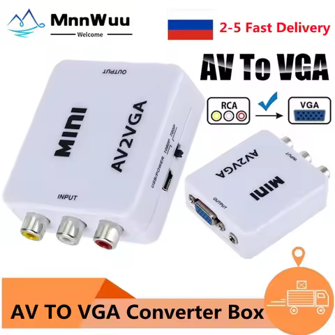RCA To VGA 1080P AV To VGA Mini AV2VGA Video Adapter Video Converter Conversor with 3.5mm Audio AV2V