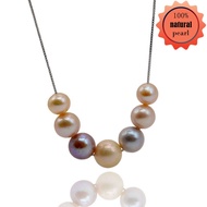 สร้อยคอมุกสีรุ้งมุกน้ำจืดธรรมชาติ925สร้อยคอเงิน AAA รอบสร้อยคอจี้มุกสร้อยคอสตรี