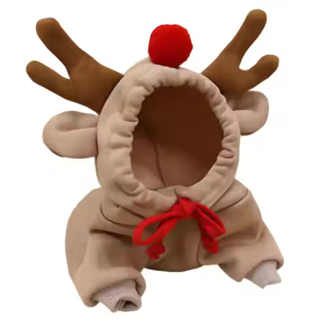 Small Pet Cat Dog Clothes Costume Festive Reindeer Ears Costume Christmas Hoodie Clothes For Celebra
