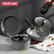 Neoflam® - 可拆卸手柄不沾鍋套裝/多功能炒菜鋁製湯奶鍋炒鍋套裝