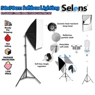 Selens Studio Softbox Lighting Set 50x70cm Soft Box Lampu Umbrella E27 Bulb Mentol Terang Umbrella T