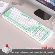 Sfhdghsf Langtu คีย์บอร์ดแบบกลไก Gk102บลูทูธ Rgb แบบไร้สายแบบมีสาย3โหมดคีย์บอร์ดสำหรับเล่นเกมระบบคู่