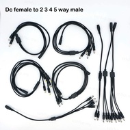 DC 1 Female to 2 3 4 5 way 22awg 18awg Male connector Power Supply Splitter Plug adapter Cable cord 