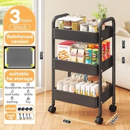 NINI Multi-Purpose 3/4 Tier Carbon Steel Trolley Utility Cart Rolling Trolley Household Rack Multifunction Storage Trolley Kitchen Bathroom Organizer