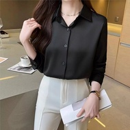 satin blouse Women blouse satin shirt women kemeja satin Loose blouse blouse plus size