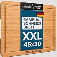 Chopping Board 45 x 30 x 2 cm XL - Organic Bamboo Premium Chopping Board with FSC® Certification (45