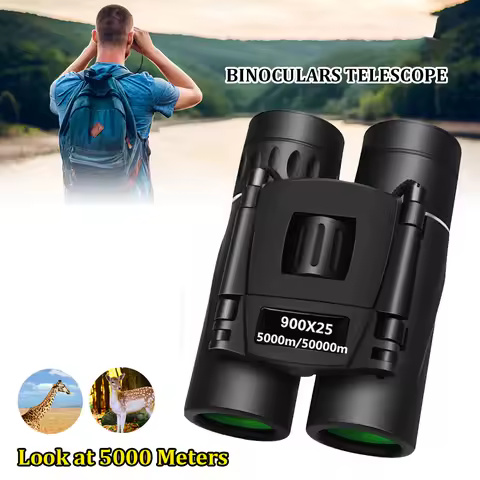 900x25 HD Powerful Binoculars 9000M Long Range Folding Mini Telescope BAK4 FMC Optics For Hunting Sp