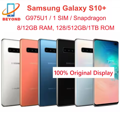 Samsung Galaxy S10+ S10 Plus G975U1 6.4" 8/12GB RAM 128/512GB/1TB ROM Octa Core Snapdragon NFC LTE O