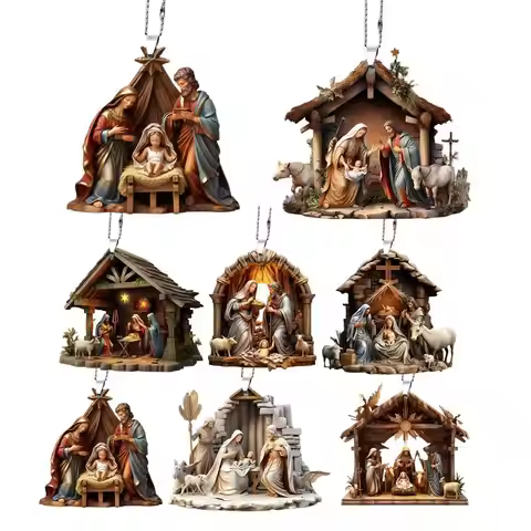 Christmas Nativity Scene Ornaments The Birth Of Jesus Decor Nativity Scene Acrylic Decoration For Ch