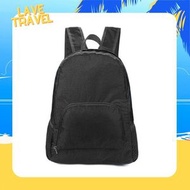 尼龍防水折疊雙肩包/戶外運動登山收納背包 - 黑色