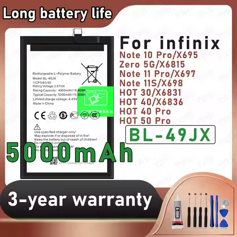 BL-49JX Large capacity Battery For infinix Note 10 Pro/Zero 5G/Note 11S/HOT 30/HOT 40 Pro Batteries 