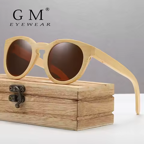 GM Design Women Bamboo Sunglasses With Polarized Mirror Lenses Of Bamboo Wood Sunglasses With Gift p