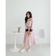 ONE SET OUTER DAN ROK SETELAN KPOP KEKINIAN LENGAN PANJANG KANCING HIDUP TERBRU