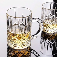 Set of 12 diamond beer glasses / 12 glass glasses with thick, beautiful handles, great beer drinking