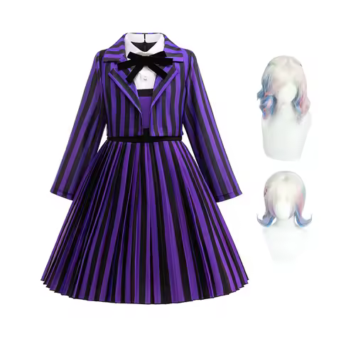 Girl Dress 2Pcs Wed's Enid Sinclair‌ Cosplay Costume Birthday Party Performance Costume Halloween Ca