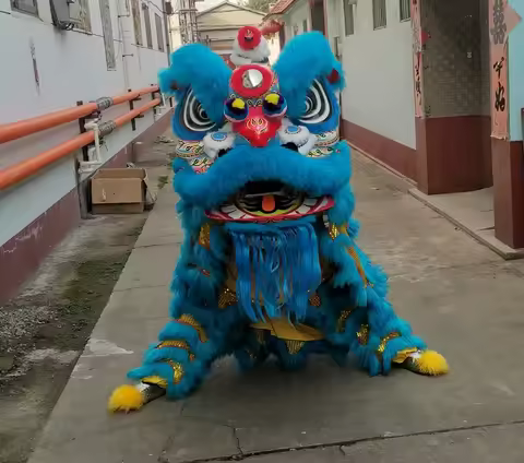 Blue Lion Dance Costume Equipment Lion Dance Head Double Adult Mascot Costume Southern Lion Dancing 