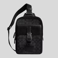 COACH Track Pack In Signature Canvas Charcoal/Black CX880