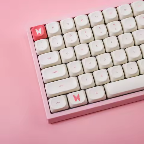 Minimalist Pink Cute Blossom Keycaps PBT Dye Sublimation MOA Profile Key Caps For MX Mechanical Keyb
