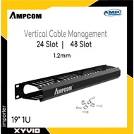 Cable Management 19" 1U Wire Management Server Rack , 24/48 Slot Metal Finger Duct Wire Organize AMP