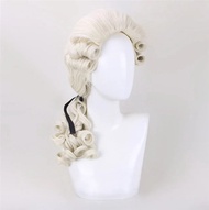 【Special Promotion】 Judge Court Lawyer 50cm Cosplay Wig Pianist Music Performance Party Wig Beige Hi
