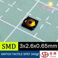 SWITCH TACTILE SPST 340gf 15V 20mA SMD-3x2.6x0.65mm TS263065a 340gf SX BD SMD Tactical Switch SHOUHA
