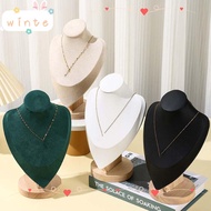WINTE Necklace Display Rack, Show Wooden Jewelry Storage Rack,  Suede  Display Model Necklace