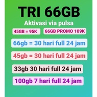 KUOTA TRI 66GB 33GB 100GB 45GB AKTIVASI VIA PULSA TRI 66 GB 33 GB