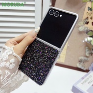 For Samsung Galaxy Z Flip7 Flip 8 7 6 5 4 3 Zflip6 Z Flip 7 FE Silver frame Plating Bling Diamond Ca