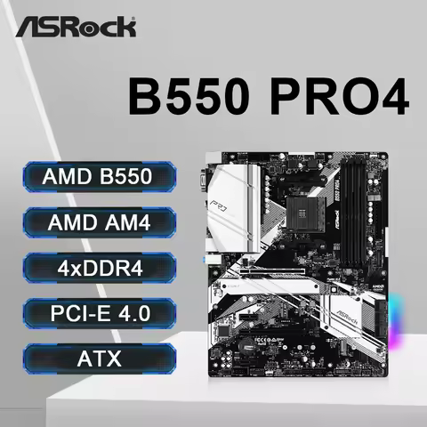 ASRock B550 PRO4 Motherboard AM4 Socket DDR4 4733MHz 128GB PCI-E 4.0 NVME M.2 SATA III Support Ryzen