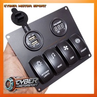 Car dashboard panel instrument 4 switch volt meter dc socket 12 volt 24 volt. Switch on off Switch 4