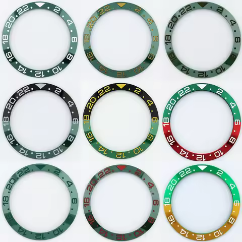 GMT Bezel 38-30.7mm Ceramic/Aluminium Tilting Luminescent 24/12 GMT Watch Bezel Inserts Into Watch A