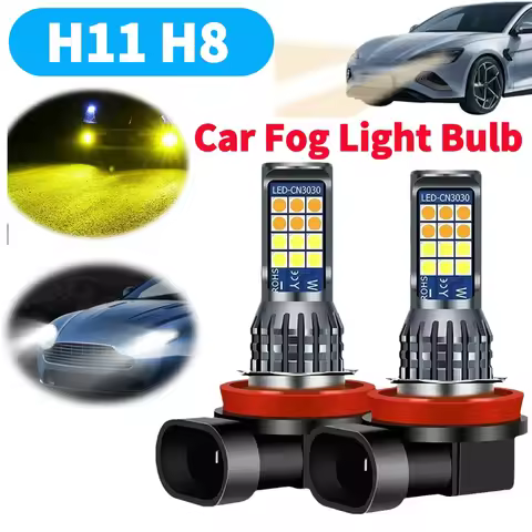 2Pcs Dual Color Car Fog Light Bulb DC 10-30V 35W H11 H8 Auto Fog Lamp 3000-6000K Car LED Fog Lamp Ye