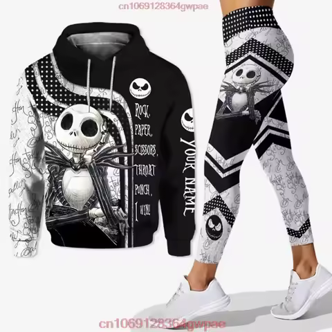 Nightmare Before Christmas Sally Hoodie Womens Leggings Yoga Set Womens Disney Jack Skellington Hood