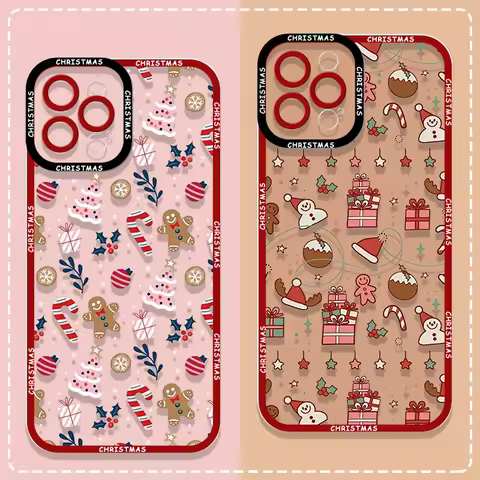 Cute Christmas Snowman GingerbreadMan Clear Phone Case for Vivo 50 Lite V30 V27 V25 V23 Pro Y36 Y29 