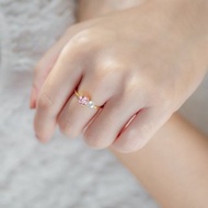 天然心形碧璽日本海水珍珠18K戒指 櫻花粉碧璽 彩色寶石珍珠戒指