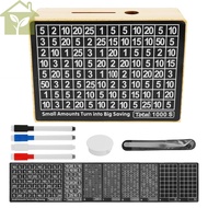 Money Saving Box Wood Cash Saving Box Reusable Savings Challenge Box with Saving Goal and Number for