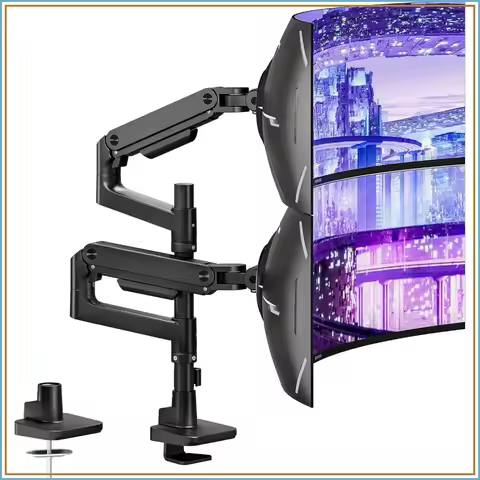 Dual Monitor Arm Desk Mount for 17-49 Inch Ultrawide Monitors, Heavy Duty Holds 44 lbs, Full Motion 