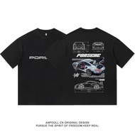 PORSCHE Sports Car Club Custom Short Sleeve, 911, 718 Racing Style T-Shirt